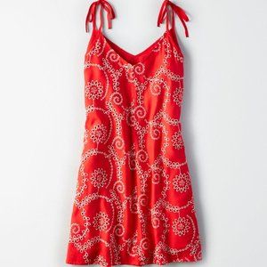 American Eagle Tie Strap Eyelet Shift Dress